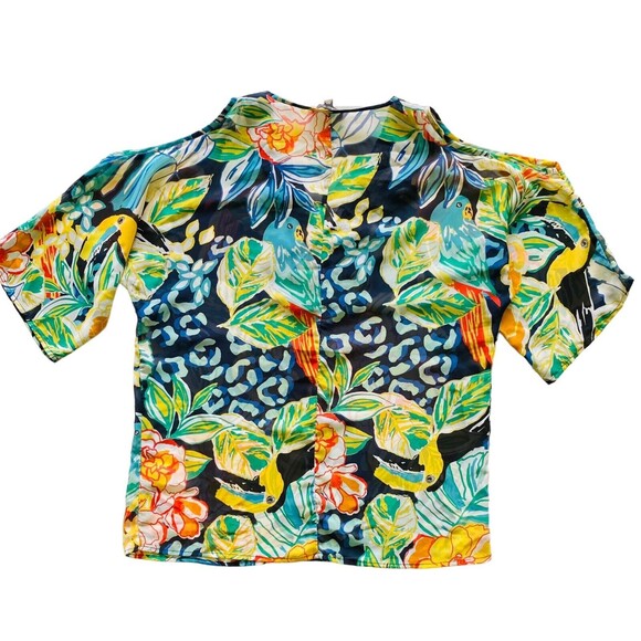 MELISSA PAIGE Top Women’s Blouse Sheer Floral Beaded Cold Shoulder Tunic Medium - Picture 5 of 12